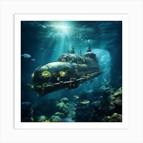 Underwater Submarine 3 Art Print