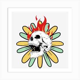 Skull On A Flower Art Print