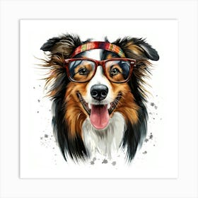 Dog Wearing Glasses 1 Art Print