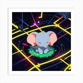 Neon Elephant Art Print