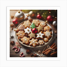 Christmas Cookies On A Plate Art Print