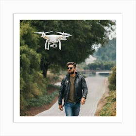 Man Flying A Drone Art Print