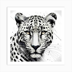 Gepard Head - Abstract Line Art Illustration 183 Art Print