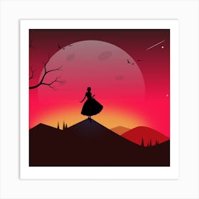 girl at sunset Art Print