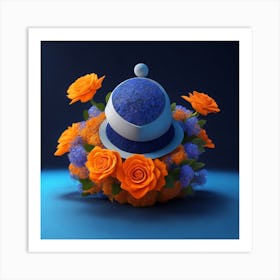 Hat And Flowers Art Print