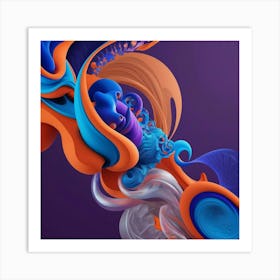 Default Abstract Digital Artwork Fluid Shapes In Vibrant Blues 1 Art Print