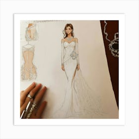 Wedding Dress Sketch Art Print