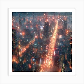 Cityscape At Night Art Print