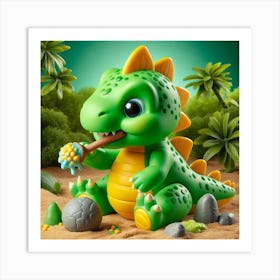 Yellow baby dinosaur 2 Art Print