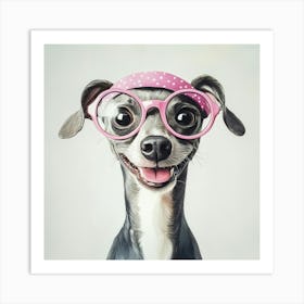 Dog In Glasses Canvas Print Art Print