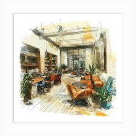 Sketch Of A Living Room 1 Art Print