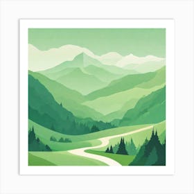 Misty mountains background in green tone 115 Art Print