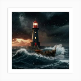 Default Create A Photo Of A Lighthouse In The Middle Of A Terr 1 Art Print