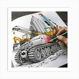 Construction Coloring Book Art Print