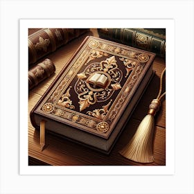 Old Books On A Wooden Table Art Print