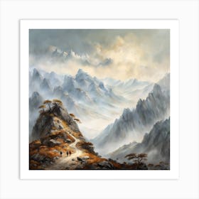 Chinese Mountains Landscape Painting (3) Art Print