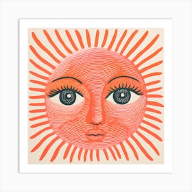 Modern Illustration Mystical Smiling Sun Print Art Print