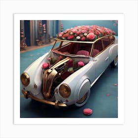 Car With Flowers Art Print