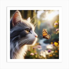 Butterfly Cat Art Print