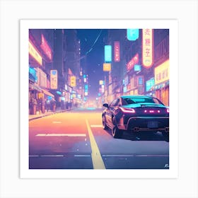 Neon City Car Art Print