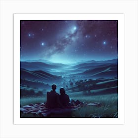 Couple Sitting Under The Stars Art Print