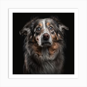 Portrait Of Australian Shepherd Dog Art Print