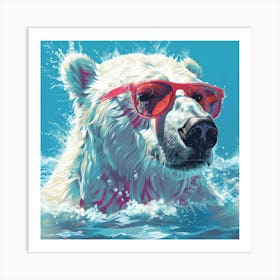 Polar Bear In Sunglasses Art Print