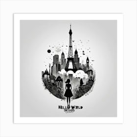 Default Black And White Silhouette Design For Hello World Desi 0 Art Print