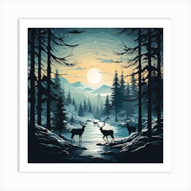 Deer In The Forest 9 Art Print