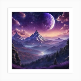 Purple Mountain Landscape Art Print