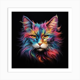 Colourful Rainbow Cat 1 Art Print