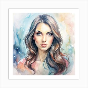 Watercolor Of A Girl 9 Art Print