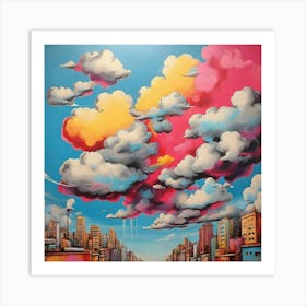 Pop Art graffiti Cloudy sky 1 Art Print