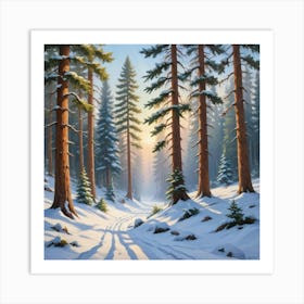 Snowy Forest paintings art print Art Print