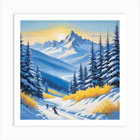 Skiers In The Snow Art Print