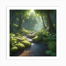 Stream In The Forest Art Print