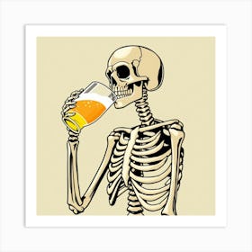 Skeleton Drinking Beer 7 Art Print