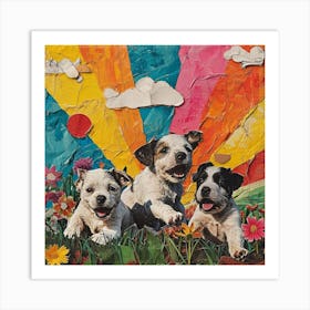 Rainbow Puppy Collage Art Print