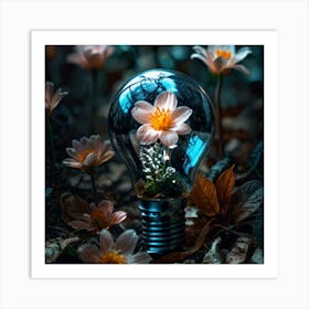 Light Bulb With Flowers 1 Art Print