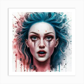 Girl With Blue Hair 5 Art Print