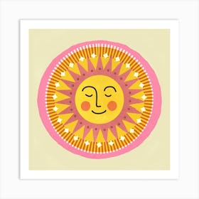 Sleeping Sun Face On Cream 1 Art Print