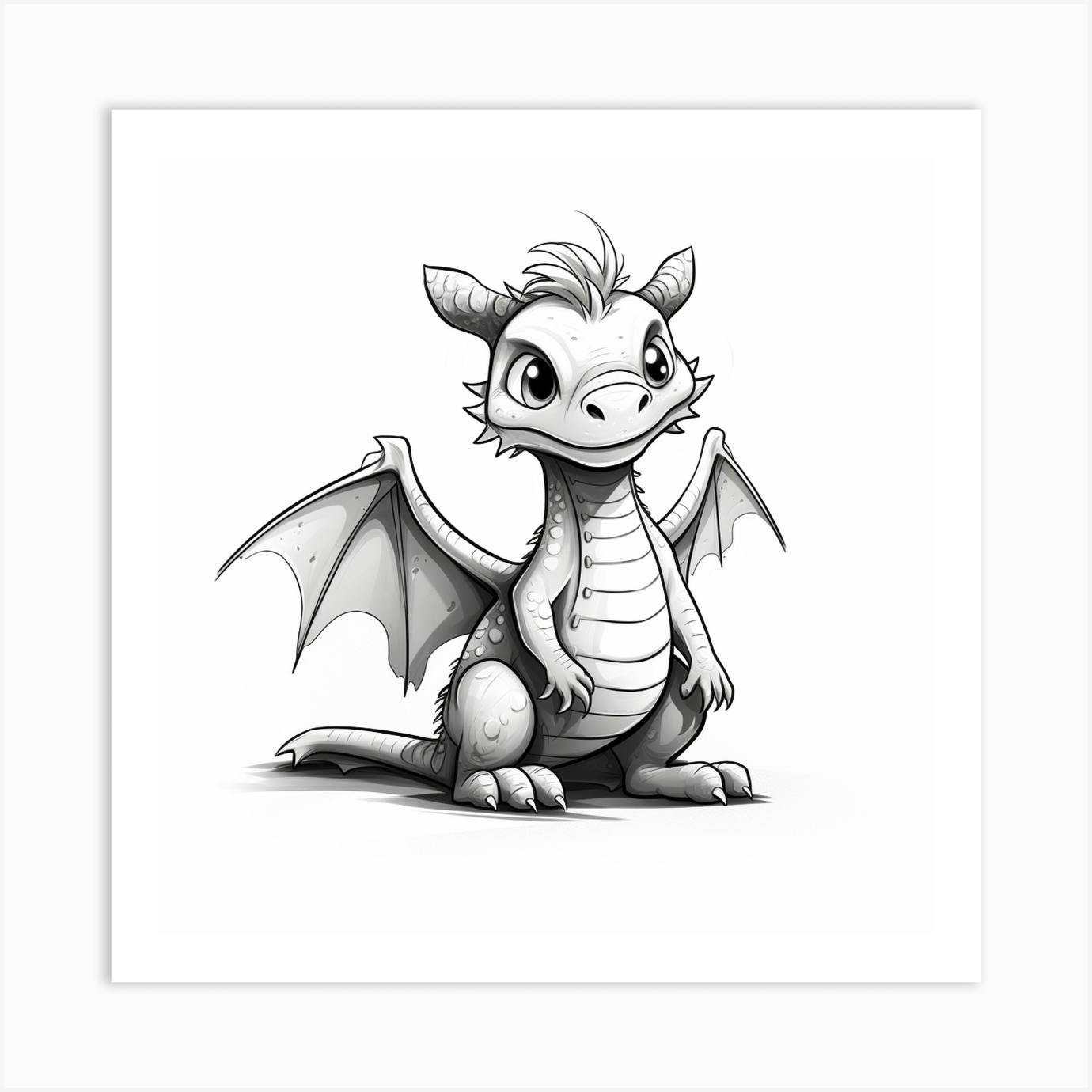 Coloring page outline of cute dragon Royalty Free Vector