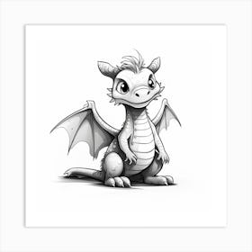 Cute Dragon Drawing 1 Art Print