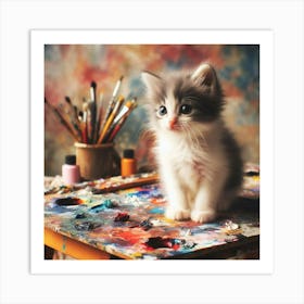 Cute Kitten Painting Art Print