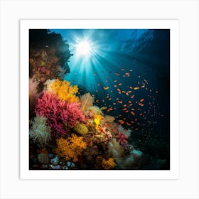 Coral Reef With Colorful Fishes Art Print