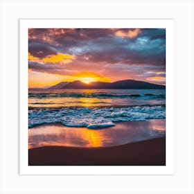 A Sunset In The Evening In The Beach Photograph Art Print