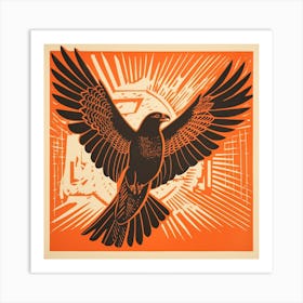 Retro Bird Lithograph Falcon 2 Art Print