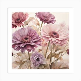 Mauve Gerberas Art Print