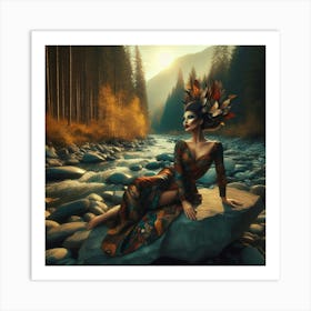 Beautiful Woman In The Forest 4 Art Print