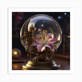 Glass Globe With Flowers Art Print